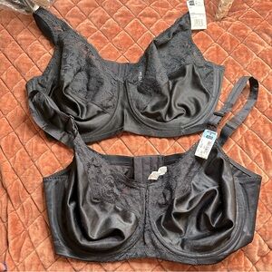 NWT JCPenney Black Lace Satin Bra (Set Of 2)